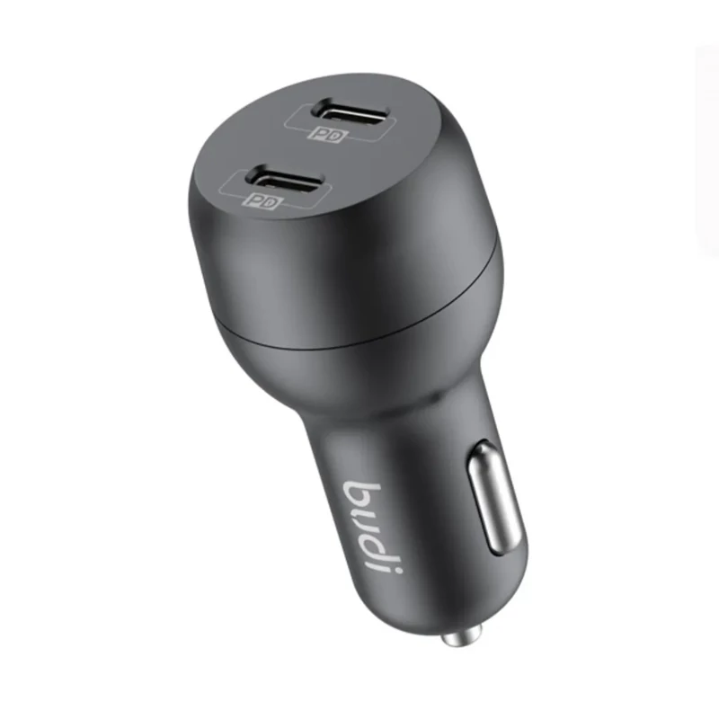 شارژر فندکی 40 وات بودی مدل Budi CC108RB با دو خروجی USB-C