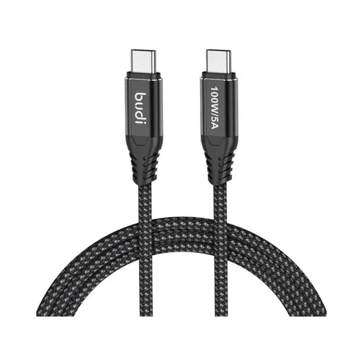 کابل شارژ کنفی ‌USB-C به ‌USB-C بودی مدل Budi DC220TT30B توان 100 وات طول 3 متر